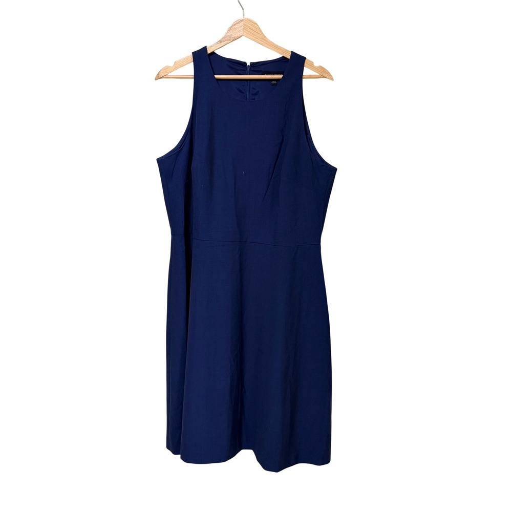 Banana Republic Womens Navy Blue Glen Plaid Sleeveless Sheath Dress Size 16